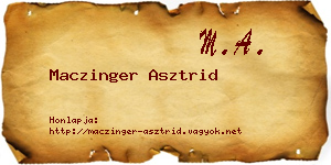 Maczinger Asztrid névjegykártya